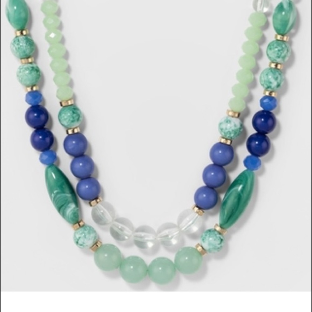 Blue and Green Two Layer Necklace